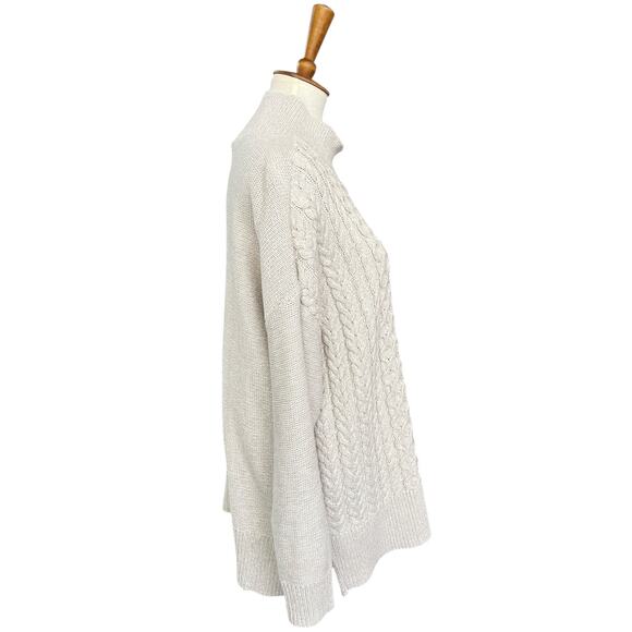 NWT Crown & Ivy Knit Fisherman Coastal Oatmeal Mock Neck Sweater Size Medium - Picture 6 of 9